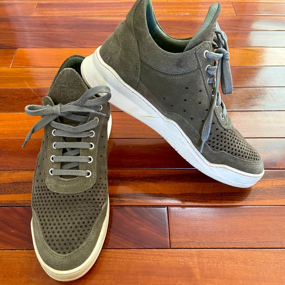 Filling Pieces Olive Green Suede Sneakers from Portugal